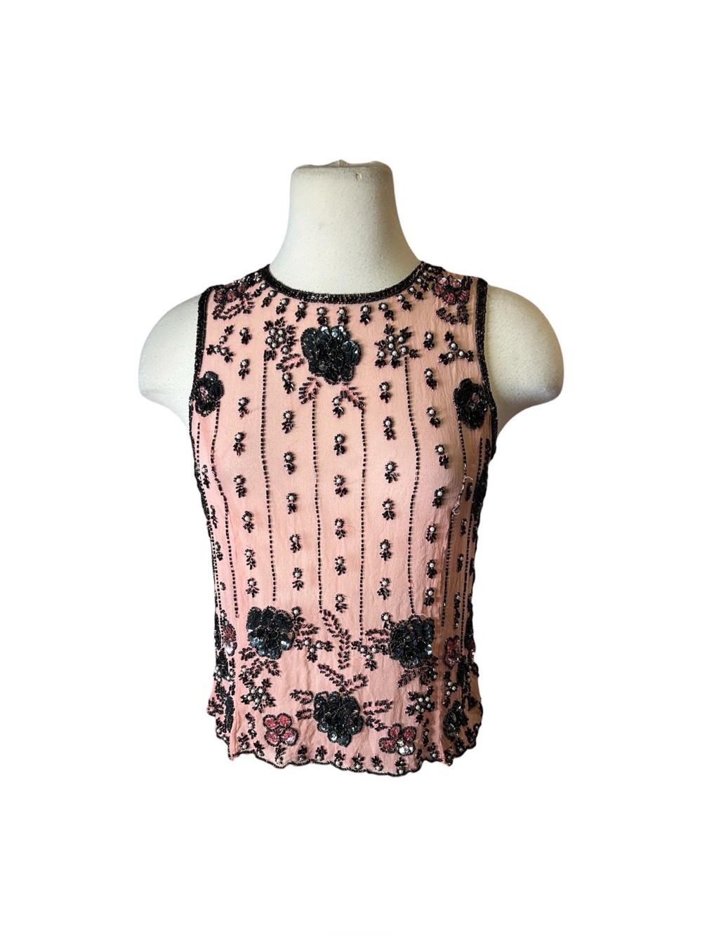 Y2K Gerard Darel Silk Beaded Top
